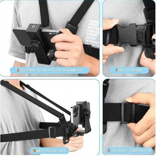 Support Téléphone + GoPro avec Ceinture de Poitrine