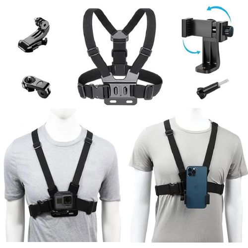Support Téléphone + GoPro avec Ceinture de Poitrine