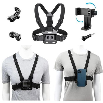 Support Téléphone + GoPro avec Ceinture de Poitrine