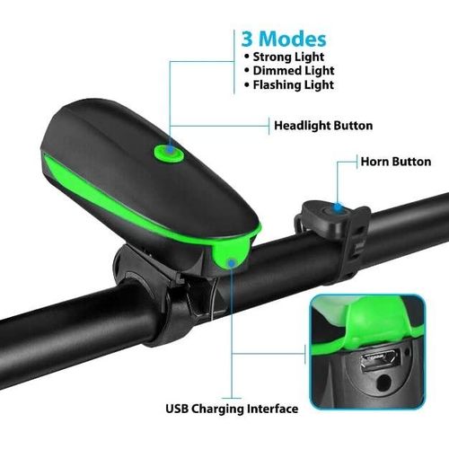 Éclairage + Klaxon pour Vélo & Trottinette (Recharge USB)